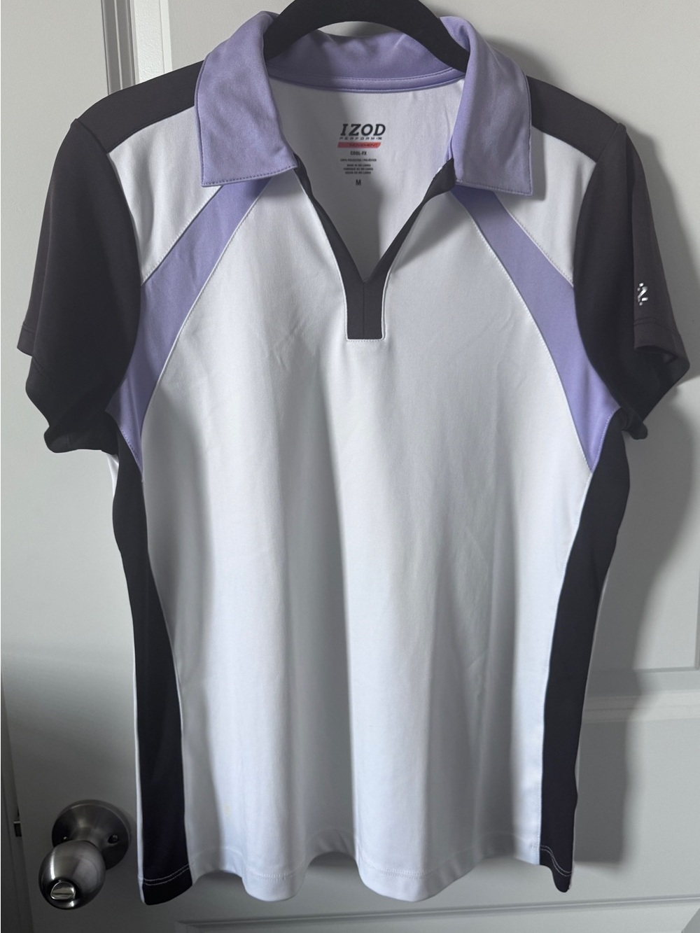 Izod White, Lavender & Black Woman’s Performance Golf Polo Cool-FX-Medium